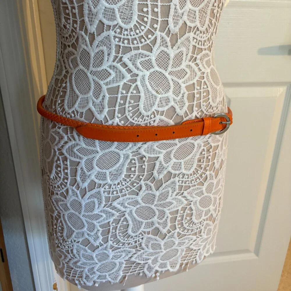 Belt - Women's - Orange Rope Design - Silver Buckle - Size: LG - NWT